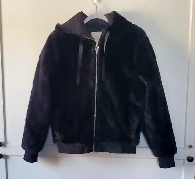Athleta Ritual Chaqueta Piel Sintética Negra Mujer Talla Mediana Capucha Bolsillos Cremallera Frontal Foto 1 de 4