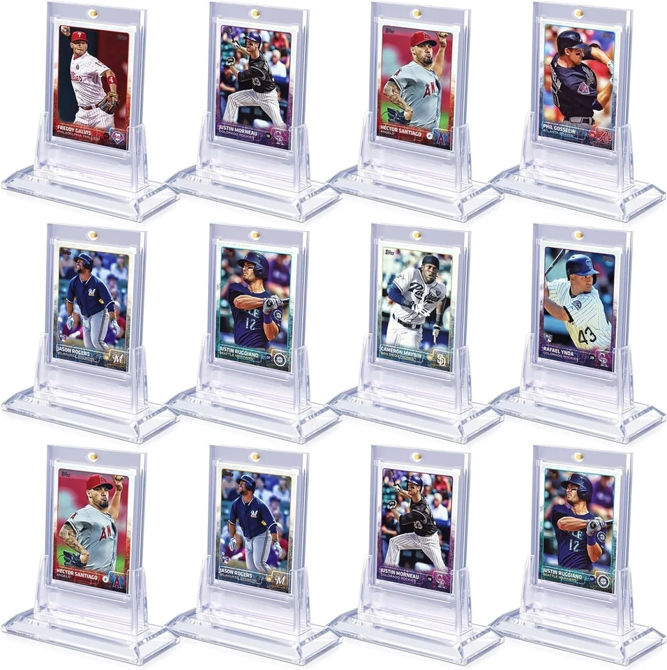 12 Magnetic Card Holders For Trading Card 35Pt Hard Baseball Protector W Stand - Image 1 of 4