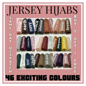 GOOD QUALITY JERSEY HIJAB SCARF SHAWL STRETCHY MAXI LYCRA WARM WRAP PLAIN - Picture 1 of 54