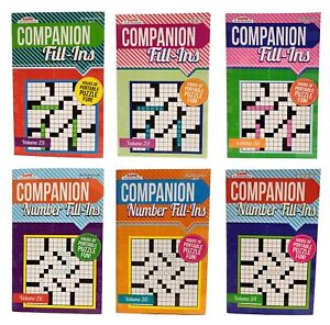 Companion Fill-Ins Travel Puzzle Books 6 Pack Vols 25 29 33 Number Fill Ins