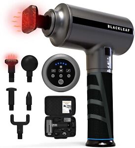 Heated Massage Gun with 5 Heads and 5 Powerful Speeds & 3 Metal Gray