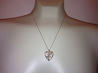Collar colgante corazón ónix oro 10K piedras circonitas cúbicas hojas de otoño para mujer Foto 1 de 4