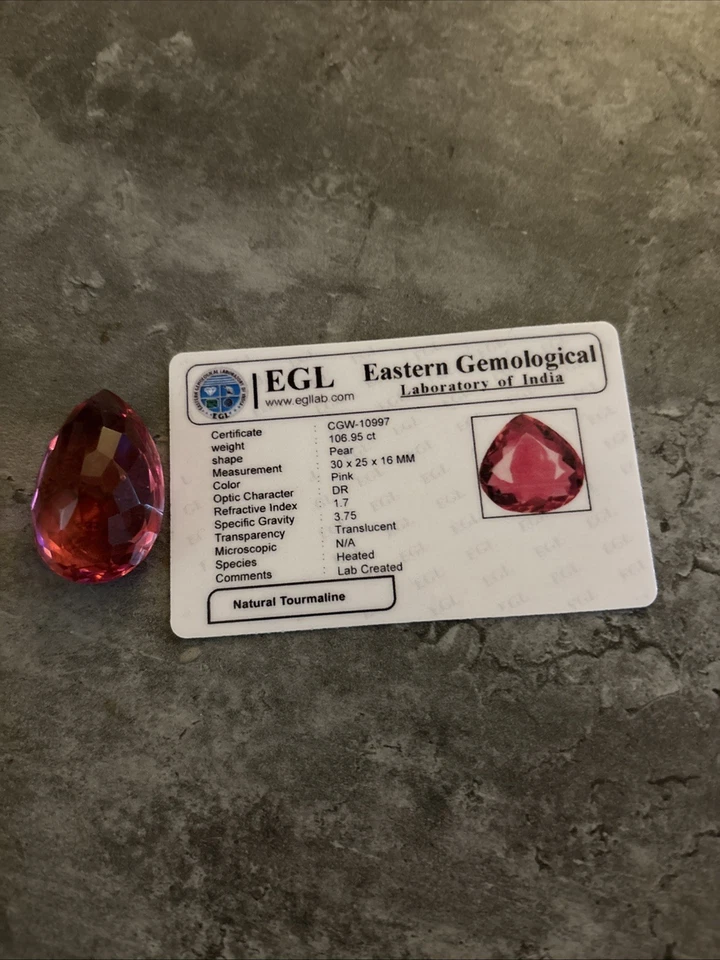 Tourmaline Loose  EGL CERTIFIED 106.96 Ct - Image 1 of 4