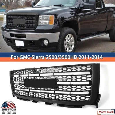 Matte Black Front Upper Grille For GMC Sierra 2500 HD / Sierra 3500 HD 2011-14 Foto 1 de 4