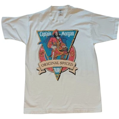 VTG Captain Morgan Original Spiced Rum T-Shirt Single Stitch Blue Red Size Large - Image 1 of 4