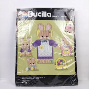 Easter Mrs. Bunny Family Bucilla Plastic Canvas Craft Kit NIP, Vintage Decor - Picture 1 of 9