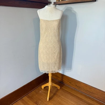 Vintage Guess Collection Sheer Beaded Slip Dress Y2K Size 2 - Image 1 of 4