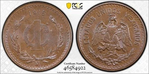 1915 Mo 1 Centavo Mexico Km-416 Small PCGS 66 BN TOP POP - Picture 1 of 3