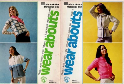Spinnerin Wear Abouts Knitting Crochet Pattern Leaflet Sweaters #342 1970's VTG - Image 1 of 2