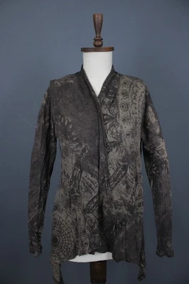 Suéter Cárdigan AllSaints Gris Oscuro Algodón Manga Larga Cuello en V Frente Abierto Talla 10 Foto 1 de 4