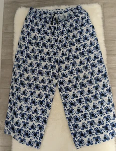 Pantalones Kensie Boho Azul/Blanco Pierna Ancha Bolsillos Talla L - Imagen 1 de 9