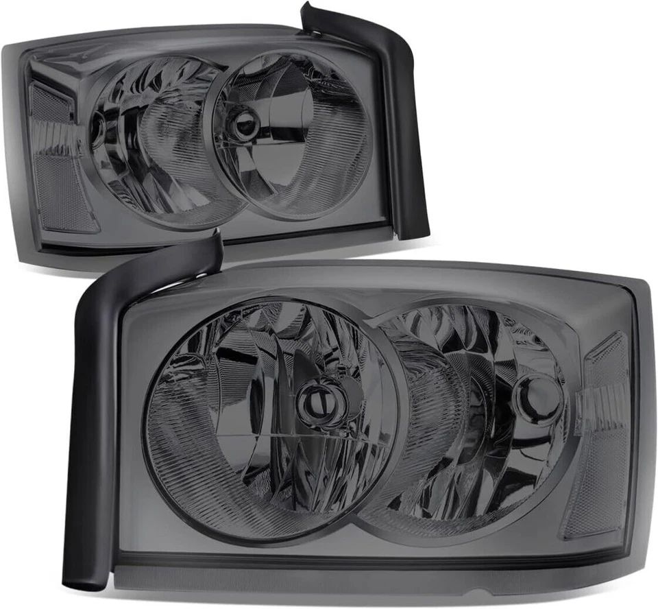 PARA 05-07 DODGE DAKOTA ESTILO OE CARCASA CROMADA LENTE DE HUMO FAROS FAROS FAROS Foto 1 de 4