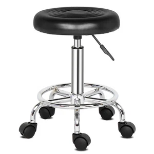 Round Stool with Lines Rotation Bar Stool Black - Picture 1 of 22