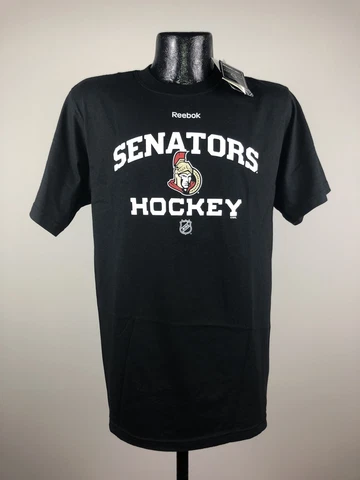 Men's Reebok NHL Ottawa Senators Black Cotton Short Sleeve Tee Shirt NWT Large Cover
