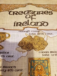 VTG Irish Linen Tea Towel "Treasures of Ireland" Made in Ireland - Picture 1 of 10
