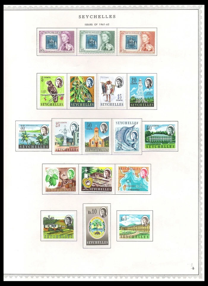 SEYCHELLES 1961-62 NÚMEROS EN PÁGINA (LHM) *LIMPIO Y FRESCO!* Foto 1 de 1