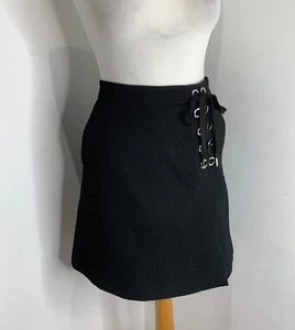Karen Millen textured A line Skirt Size 12 VGC lace up black asymmetrical - Picture 1 of 7