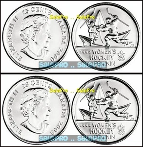 4x CANADA 2009 CANADIAN WINTER OLYMPIC SPORT WOMEN'S HOCKEY 25 CENT COIN LOT - Picture 1 of 2