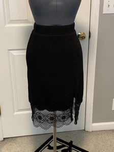 Free People Rock schwarz Spitze gerade M 639 - Bild 1 von 7