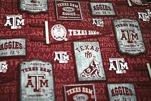 Texas A&M Fabric Cotton for Masks Football AM 1/4 yard 18" x 44" Sports ! - Picture 1 of 4