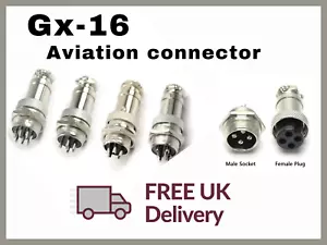 Aviation Connector Plug 4 Pin 16mm GX16 Metal Male Female Panel Cable Connector - Picture 1 of 3