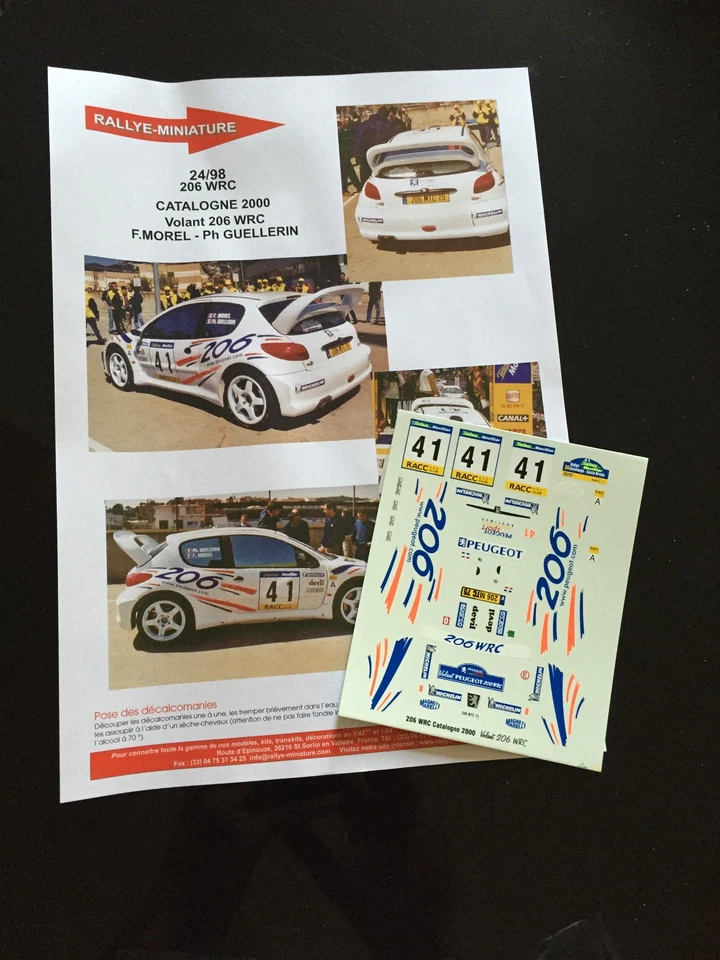 DECALS 1/24 PEUGEOT 206 MOREL RALLYE CATALUNYA 2000 WRC RALLY - Photo 1/1