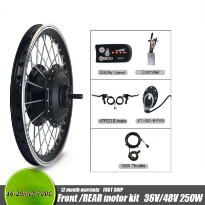 36V/48V 250W Front Rear Rotate Cassette Brushless Hub Motor Wheel Conversion Kit - Image 1 of 4