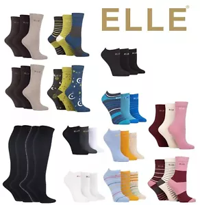 Elle Womens Patterned and Plain Assorted Cotton Sock Styles Packs of 6 & 4 Pairs - Picture 1 of 47