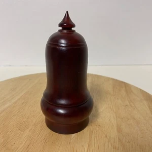 Soporte de palillo de dientes de madera torneado vintage con tapa de cúpula ornamentado bien hecho mancha oscura - Imagen 1 de 11