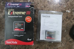 SanDisk 4GB Extreme III CompactFlash Memory Card (SDCFX3-004G-A31) NEW - Picture 1 of 2