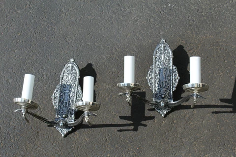 art Deco Lady Sconces hi-polished Nickel finish sold   in Pairs Cover