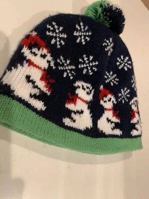 LL Bean Niño Talla 2T Gorro Azul Con Pom Pom Perros Sombrero Foto 1 de 3