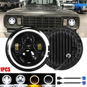 7" INCH LED Headlight Hi-Lo Beam Angel Eyes Lamp for Dodge D100 D200 D300 Pickup - Picture 1 of 12