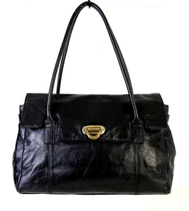 MARKS SPENCER AUTOGRAPH BLACK GENUINE LEATHER BUSINESS TOTE SHOULDER BAG HANDBAG - Picture 1 of 12