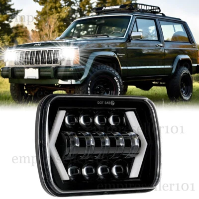 120W 7x6 5X7" LED Projector Headlight HiLo Beam Halo DRL For Jeep Cherokee Truck - Image 1 of 4
