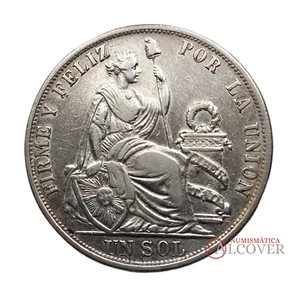 REPUBLICA PERU 1 Sol 1891 Lima 9 Décimos MBC - Picture 1 of 2