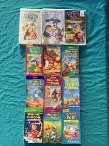 Winnie the Pooh VHS Lot of 12 Disney Classic Kids Movies Cartoon Tested Work - Picture 1 of 10