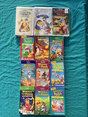 Winnie the Pooh VHS Lot of 12 Disney Classic Kids Movies Cartoon Tested Work - Image 1 of 4
