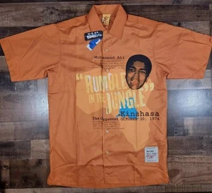 Platinum Fubu Muhammed Ali Shirt Mens Medium Orange Y2K Rumble In The Jungle 90s - Picture 1 of 10