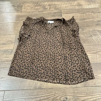 Blusa Nordstrom Rack sin mangas para mujer mediana marrón negra estampado de flores Foto 1 de 3