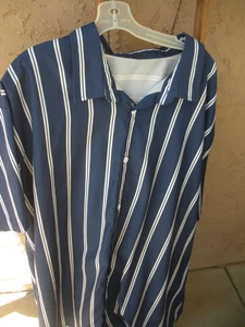 Men's Black & White stripped Short Sleeve Dress Shirt Size 6XL - Picture 1 of 1