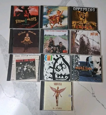 Grunge 10 Cd Lot Pearl Jam Clash Stone Pilots Sublime Nirvana Offspring   A33 - Image 1 of 4