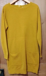 Amara Reya Damen Gr. 10 weich Stretch Strick Tunika Kleid senf Taschen Reißverschluss - Bild 1 von 11