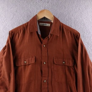 True Vintage 70s Levis Mens M Long Sleeve Button Up Work Shirt Rust Brown - Picture 1 of 7