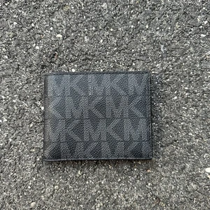Cartera MICHAEL KORS de cuero para hombre NEGRO MK Jet Set delgada plegable 6 bolsillos - Imagen 1 de 4
