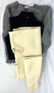 100% Wool Scraps/Pieces Crafts And Cutters Gray Black Ivory/Cream As Is - Picture 1 of 14