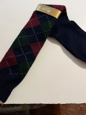 Calcetines hasta la rodilla vintage NOS GOLD TOE ARGYLE colegiala unisex azul marino EE. UU. NUEVOS Foto 1 de 4