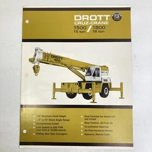 Vintage DROTT Model 1500 And 1800 Cruz Crane Original Sales Brochure - Picture 1 of 7