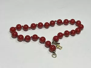 Vintage Monet Glass Bead Bracelet Red Galaxy Swirl Knotted Between 9 Inches - Picture 1 of 5