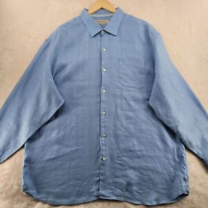 Tommy Bahama Men Size XXL Big Blue Linen Long Sleeve Casual Shirt